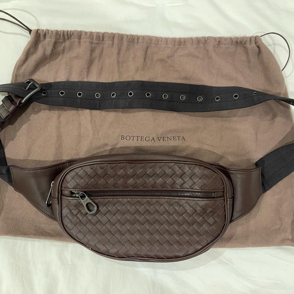 Nwt Bottega Veneta Brown Intrecciato Marsupio Belt Bag Waist Brown